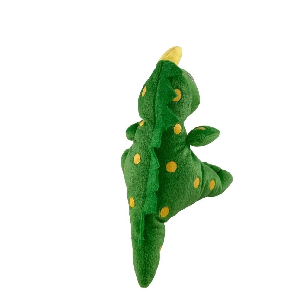 Fidelis Care Green Dinosaur Plush Stuffed Toy With Yellow Horn & Polka Dots 9
